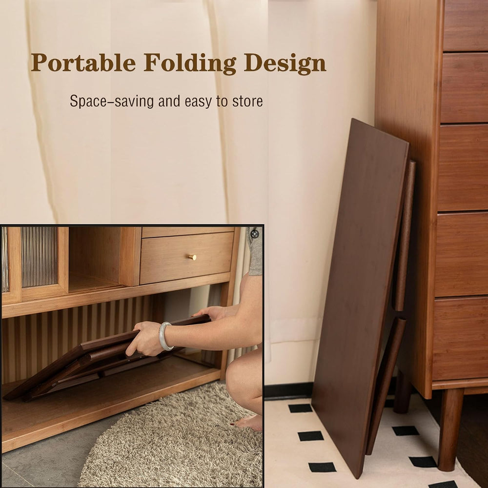 Bamboo Folding Coffee Table, Japanese Low Desk, No Assembly Portable Furnitur...