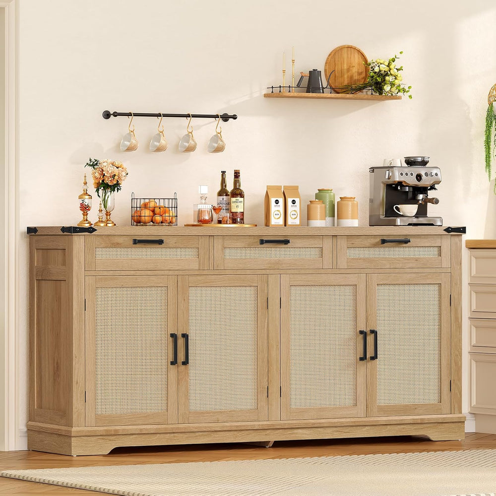 usikey 61” Large Buffet Cabinet with Storage, Sideboard Cabinet with 4 Doors ...