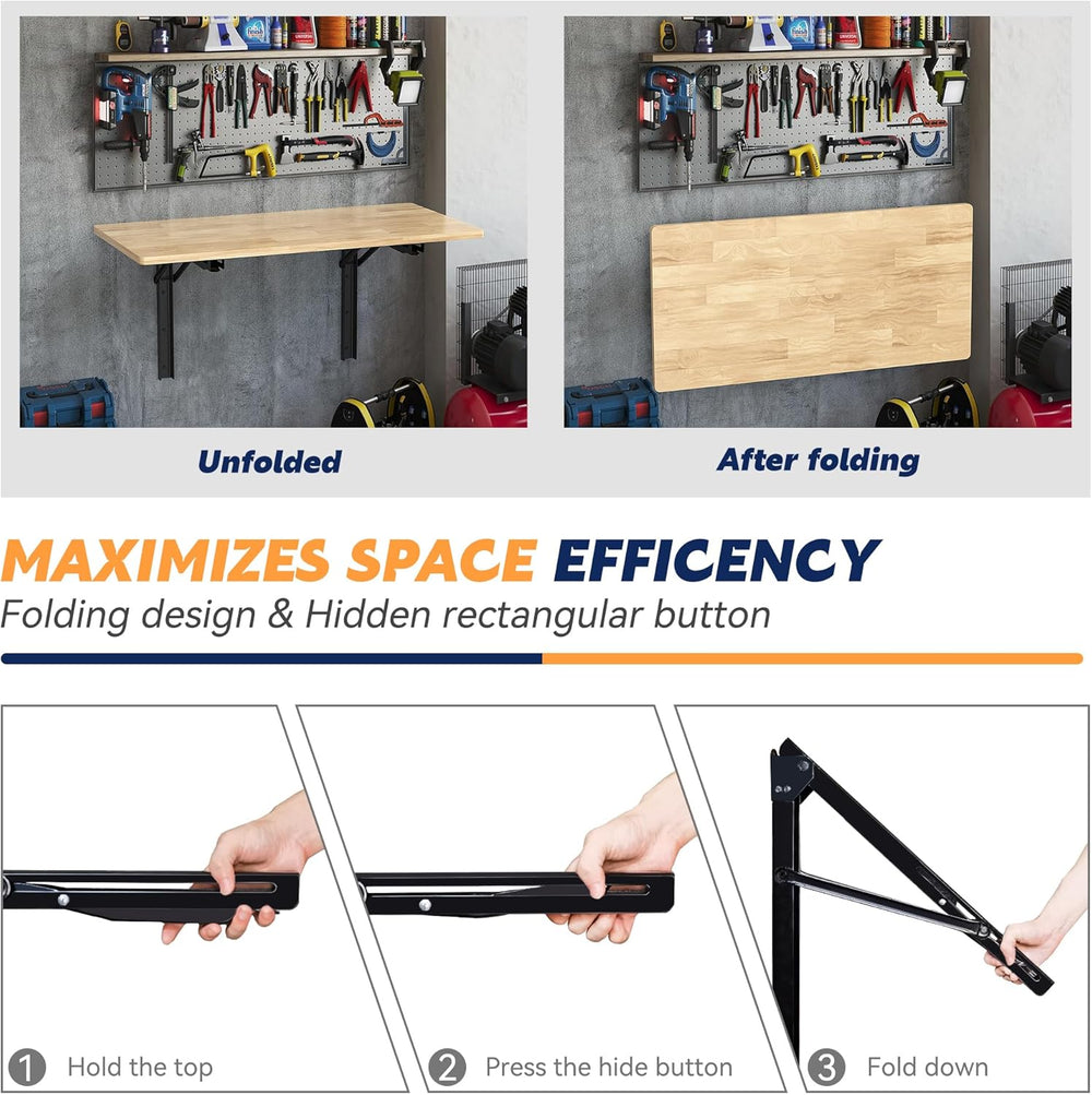 Ultrawall Wall Mounted Folding Workbench, Heavy Duty Foldable Work Table