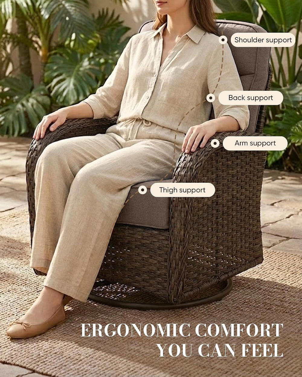 Belord Upgraded 6“ Cushion Luxury 5 Pieces Patio Furniture Set - All Weather ...