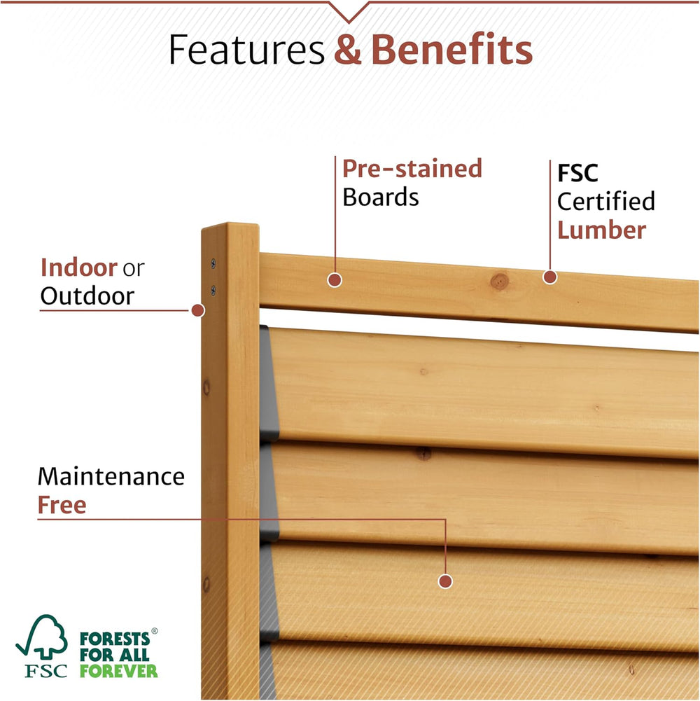 Enclo Convertible Freestanding/Surface Mounted Privacy Screen, Cedar Wood