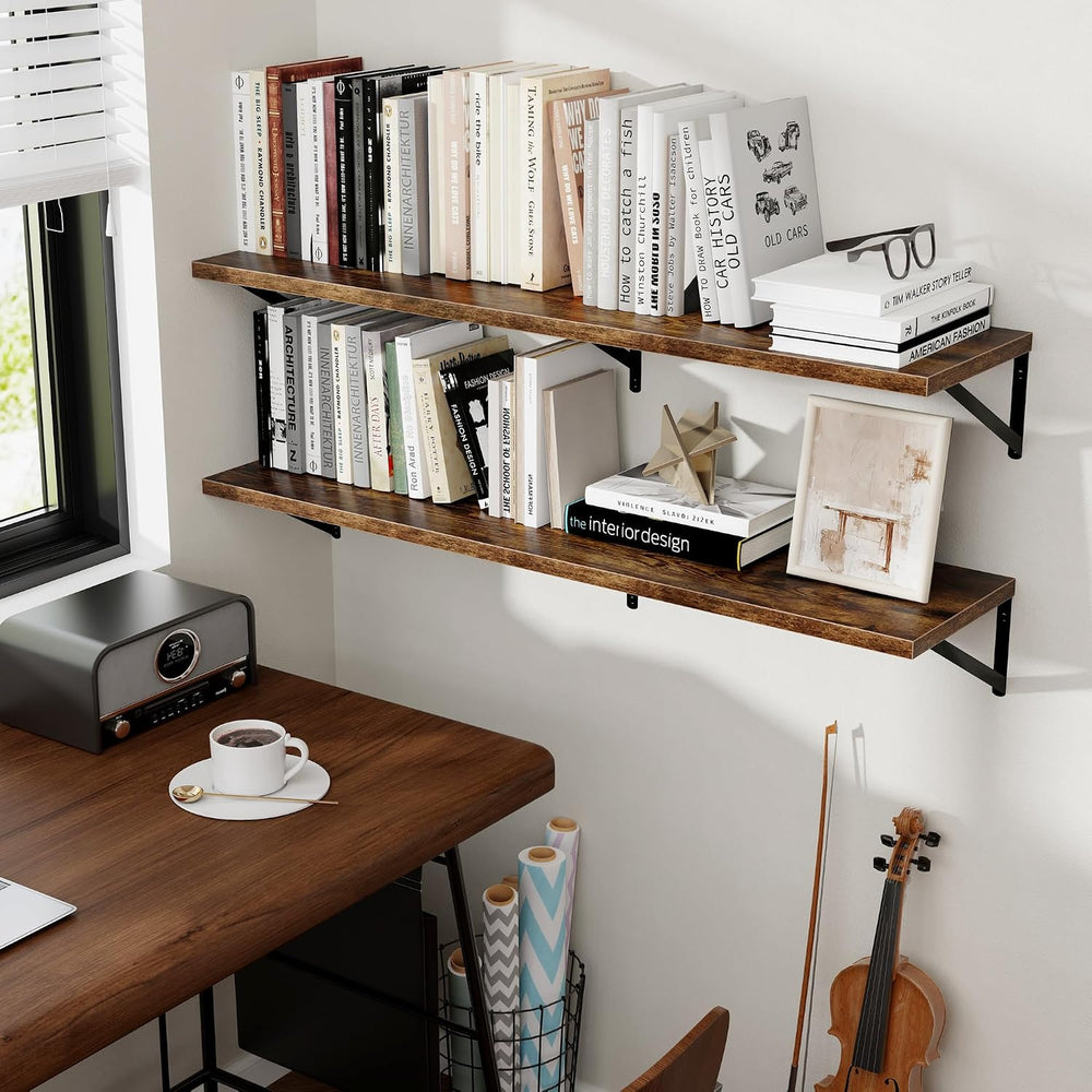 Axeman Deep Floating Shelves for Wall, 16W x 12D Rustic Wood Wall Shelves Set...