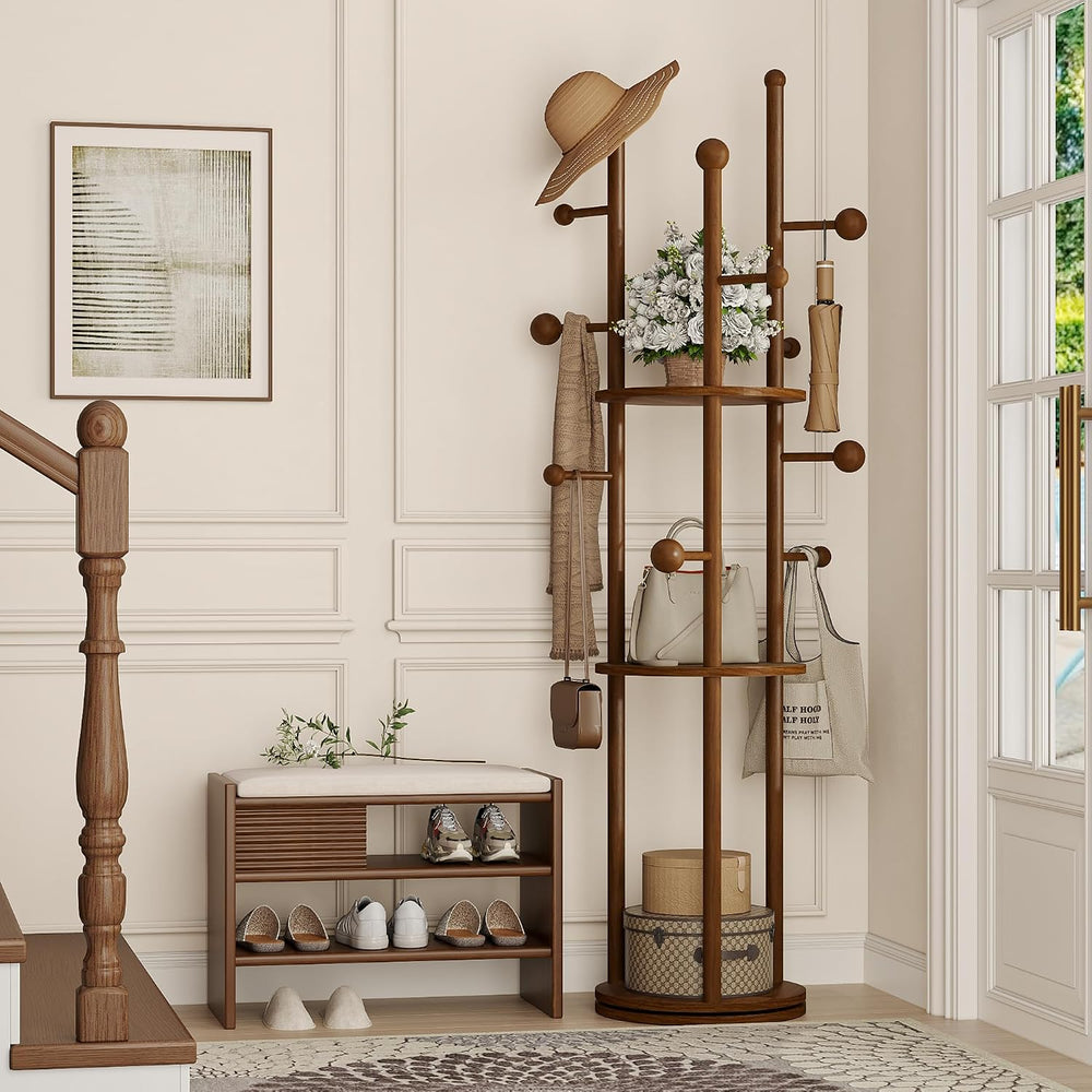 FROMJBEST Coat Rack Freestanding, Coat Tree Entryway, Mid-Century, Walnut