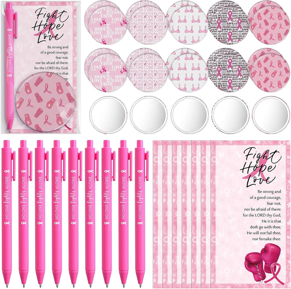 Pinkunn 75 Sets Breast Cancer Awareness Accessories Bulk Breast Cancer Gift f...