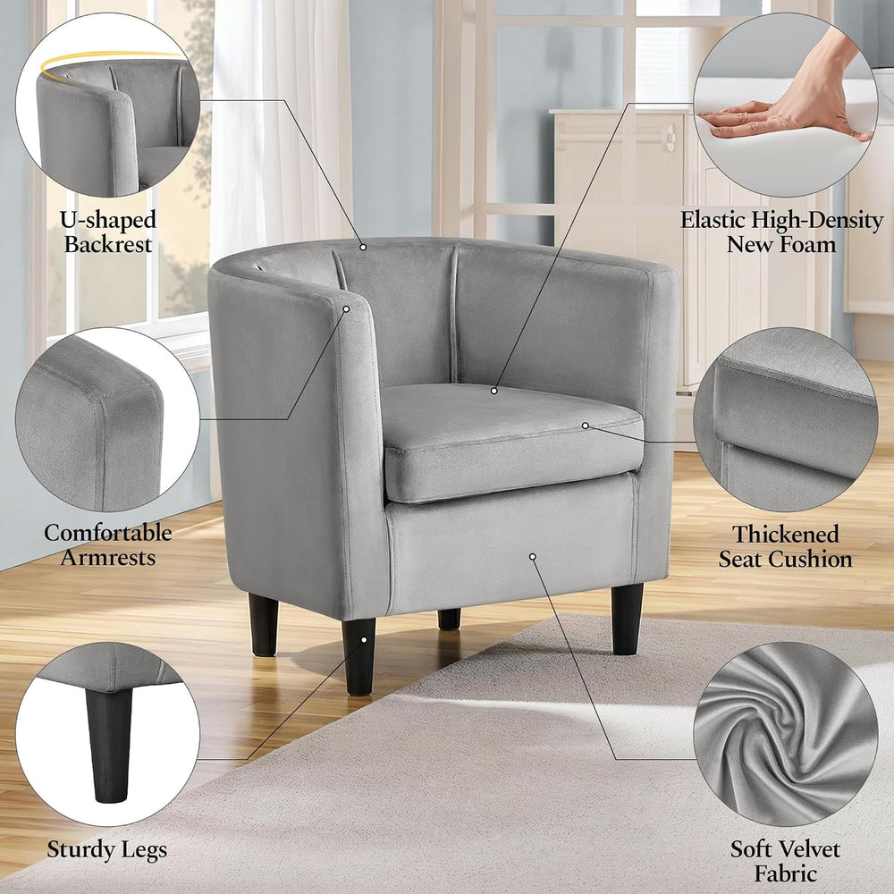 Yaheetech Barrel Accent Chairs Set of 2, Modern Armchairs, Gray