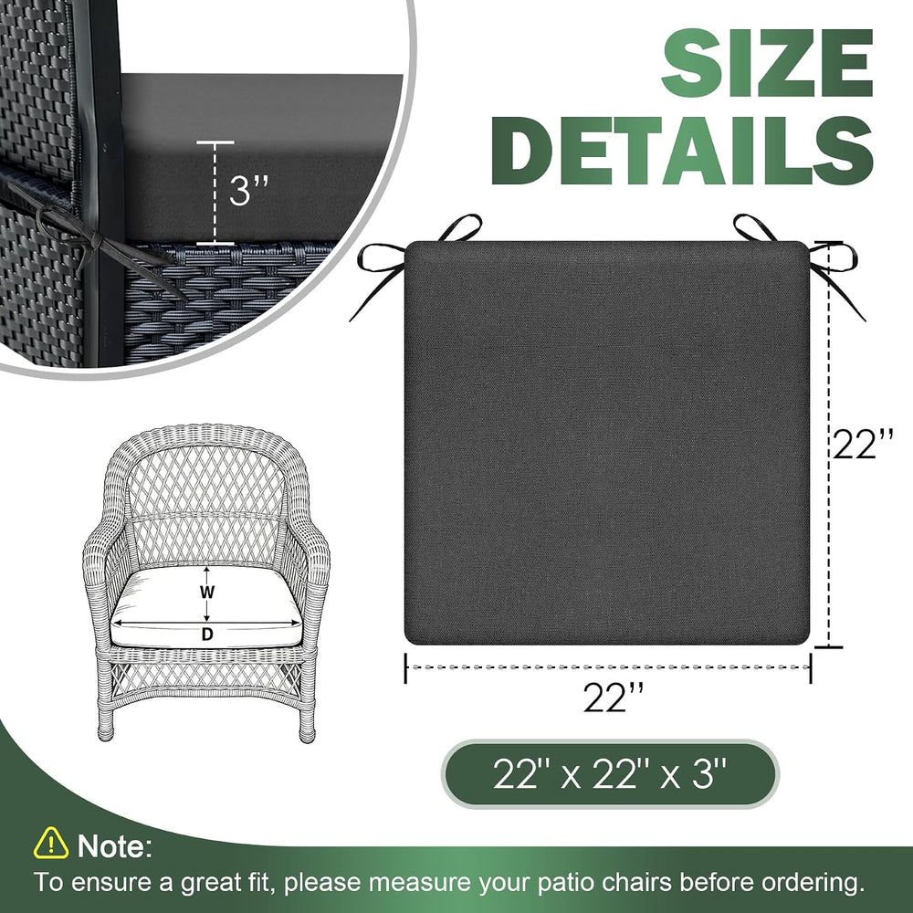 Outdoor Chair Cushions Set of 2, 22x22x3 Inch Waterproof & Fade Resistant...