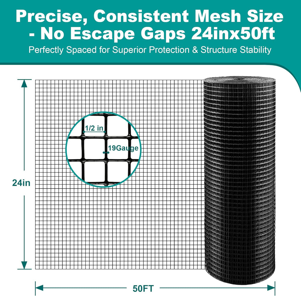 Chicken Wire Fencing Hardware Cloth 1/2inch 24inx50ft PVC Wire Mesh Vinyl Coa...
