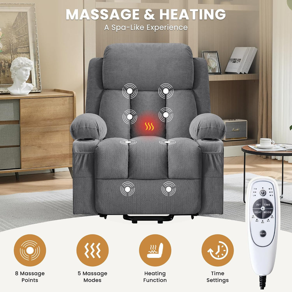 MAHOMICO Power Lift Recliner Chair for Elderly with Vibration Massage and Lum...