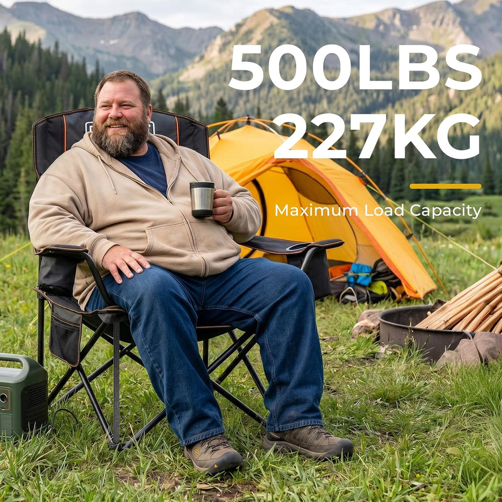 Overmont Oversized Camping Chair for Adults - 450 lb Fully Padded High Back