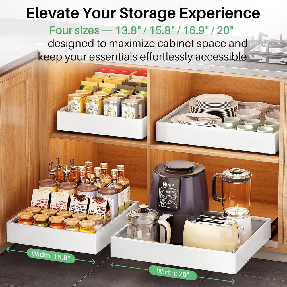 Pull out Cabinet Organizer, 21"Deep, Heavy Duty Full-Extension Slide out...