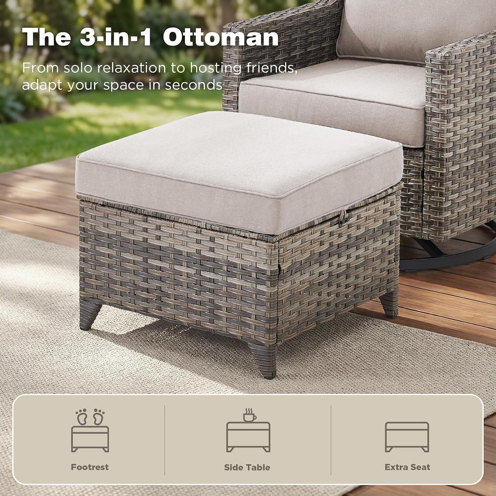 Belord Patio Wicker Swivel Rocker Patio Chairs with 3-Seater Sofa, Outdoor Ra...