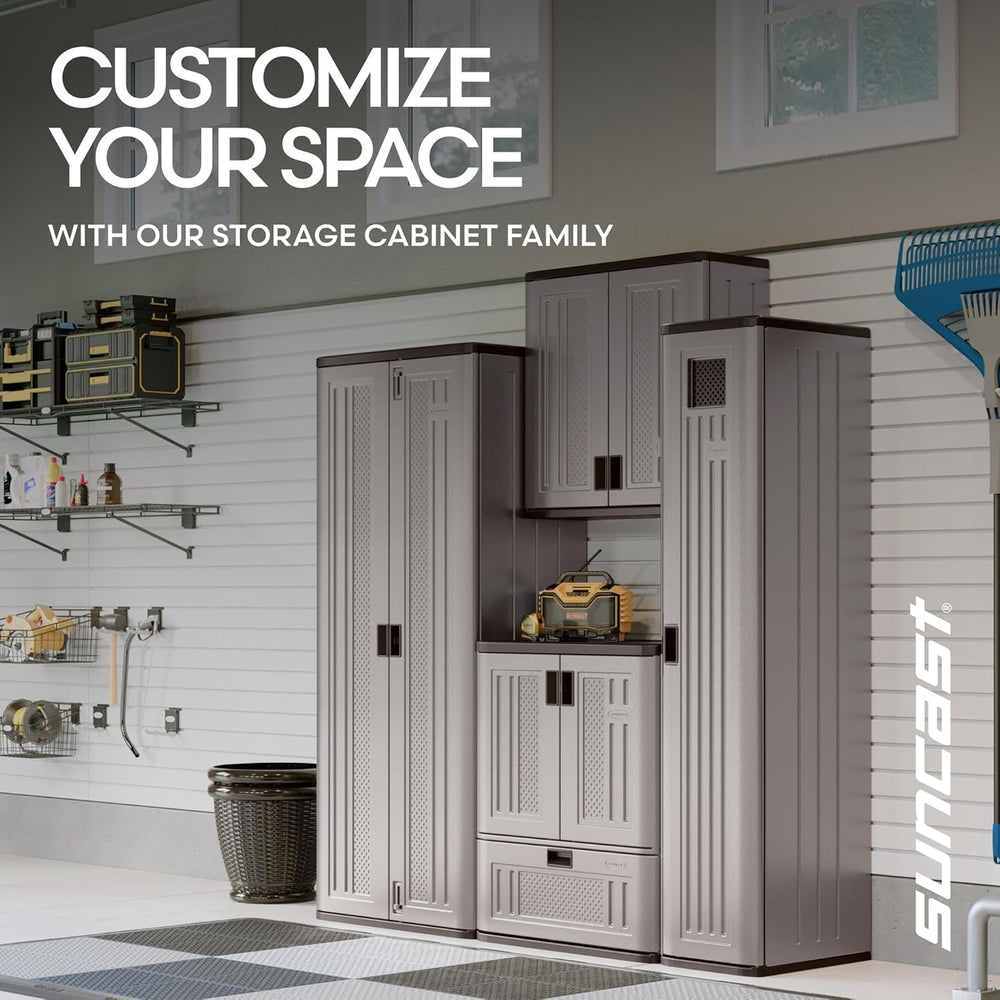 Suncast Tall Storage Cabinet for Garage Organization - 72" Freestanding ...