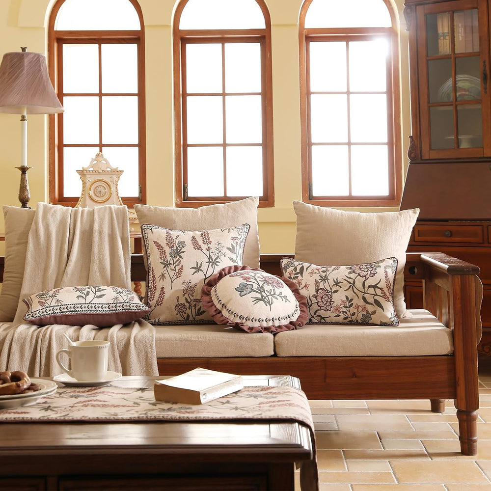 ISAENNE Designer Vintage Round Throw Pillow Cover,Set of 2,Diameter 16"