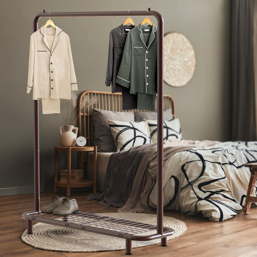 Simple Houseware Clothing Rack w/Industrial Pipe & Bottom Shelves, Bronze