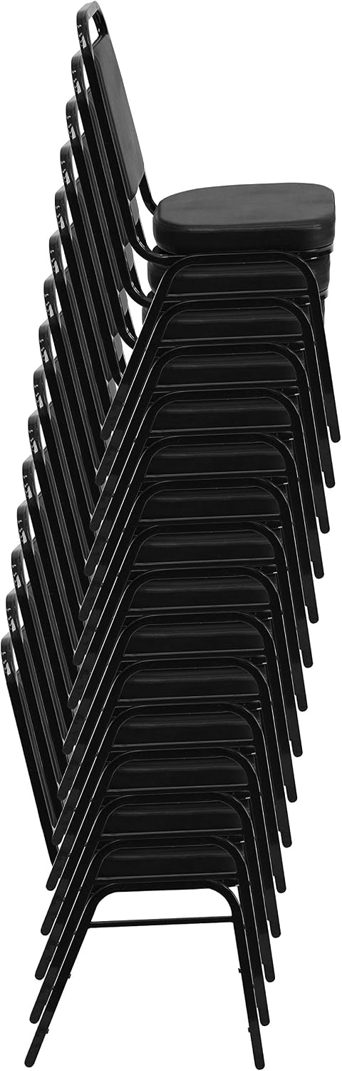 EMMA + OLIVER Black Vinyl Trapezoidal Back Stacking Banquet Chair