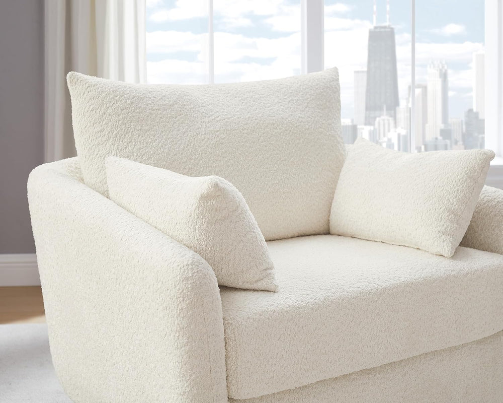 360° Swivel Accent Armchair, 39.3" Oversized,Cream White