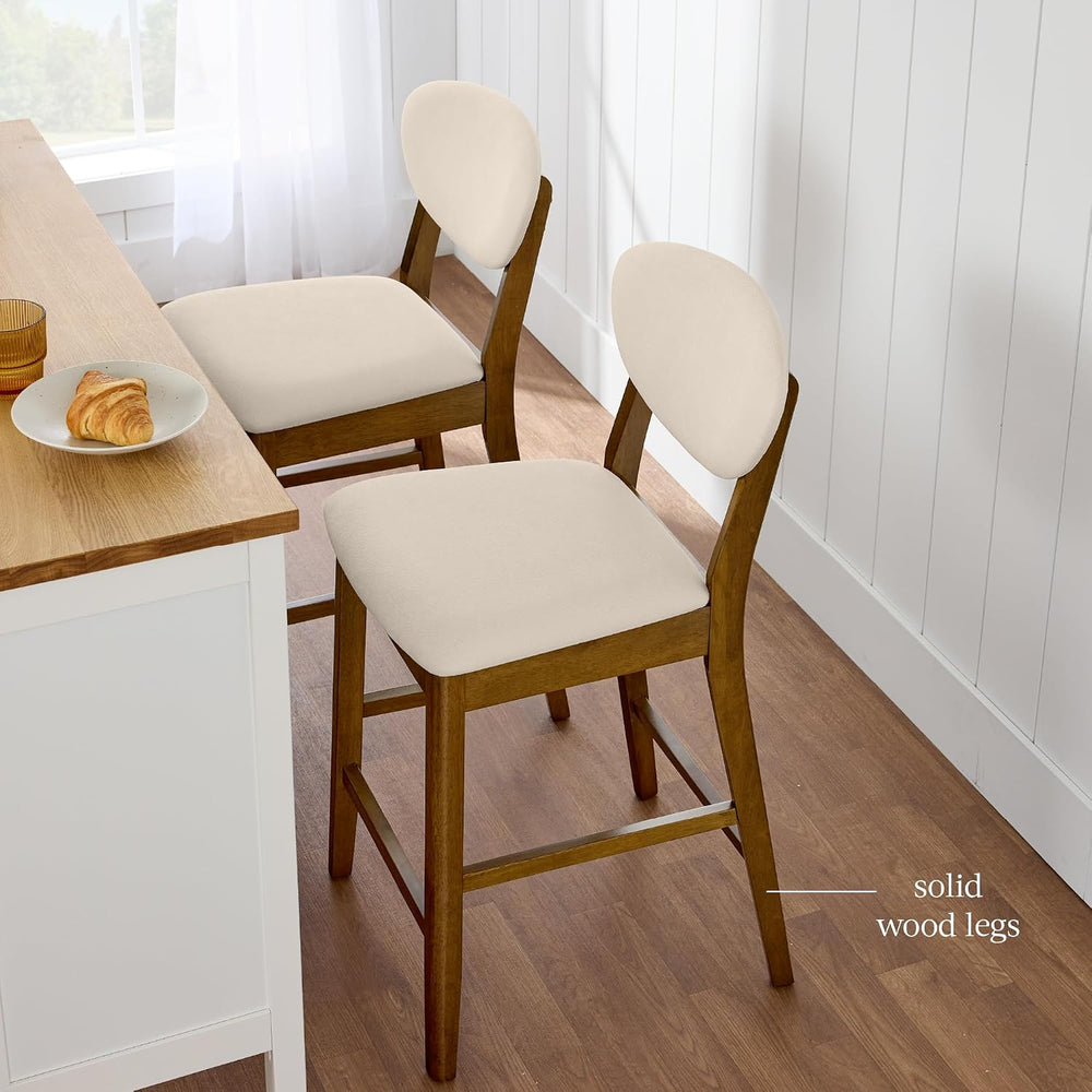 Best Choice Products Set of 2 Counter-Height Bar Stools, Mid-Century Modern, ...