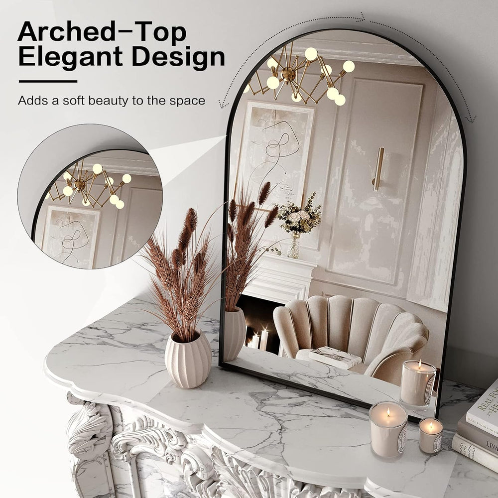 Brightify Arched Mirror, Arched Wall Mirror, 22 x 30 Inch Black Arch Mirror, ...