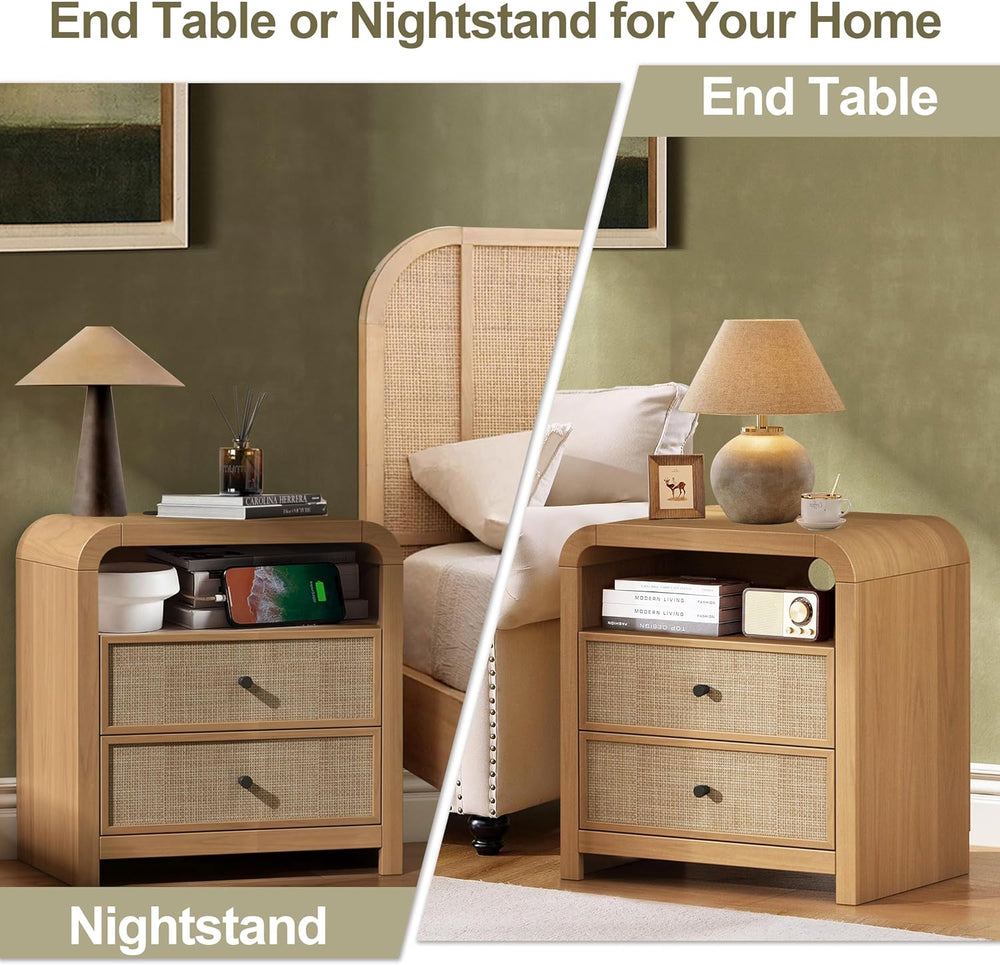Rattan Nightstand, 23.6''