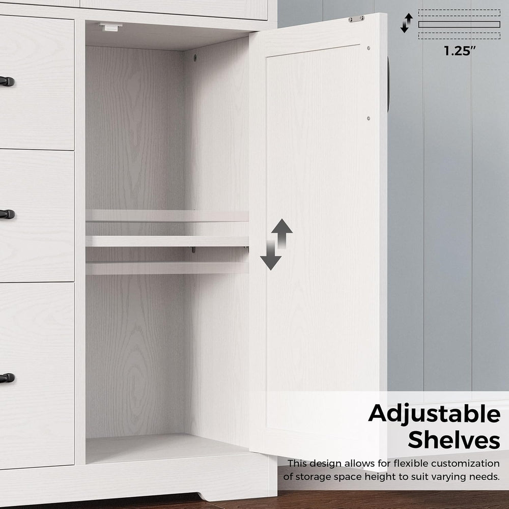 IRONCK Pantry Cabinet, Kitchen Storage Cabinet with 3 Door & Drawer, White