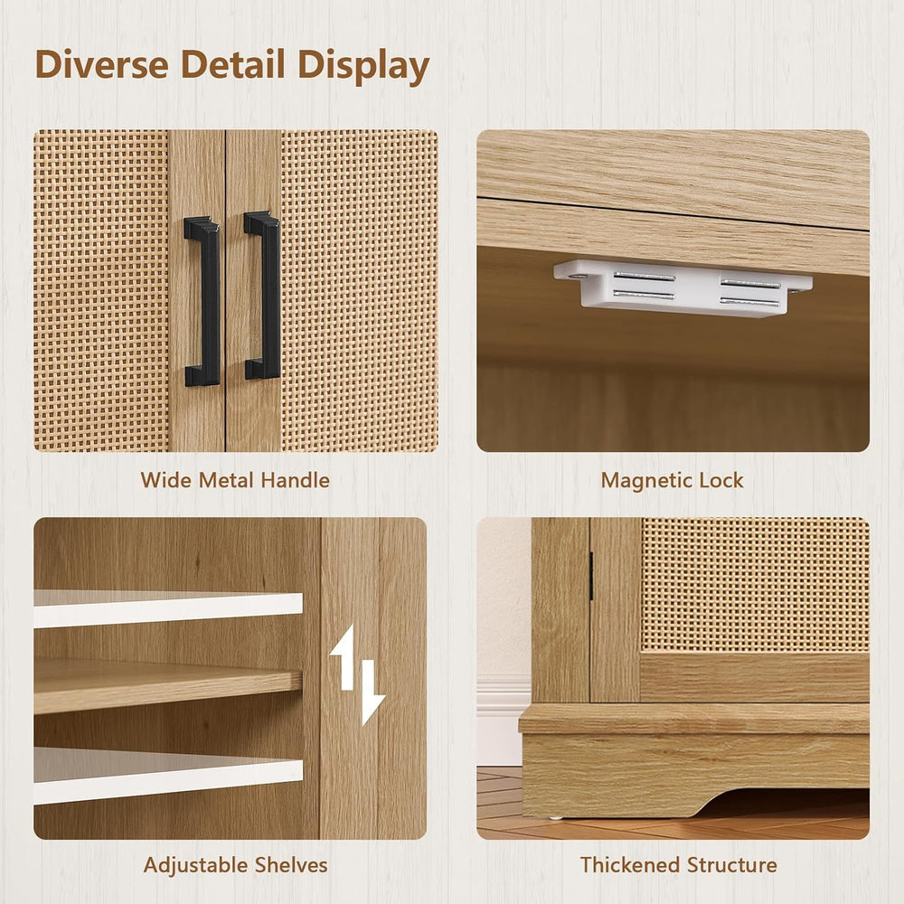 usikey 61” Large Buffet Cabinet with Storage, Sideboard Cabinet with 4 Doors ...