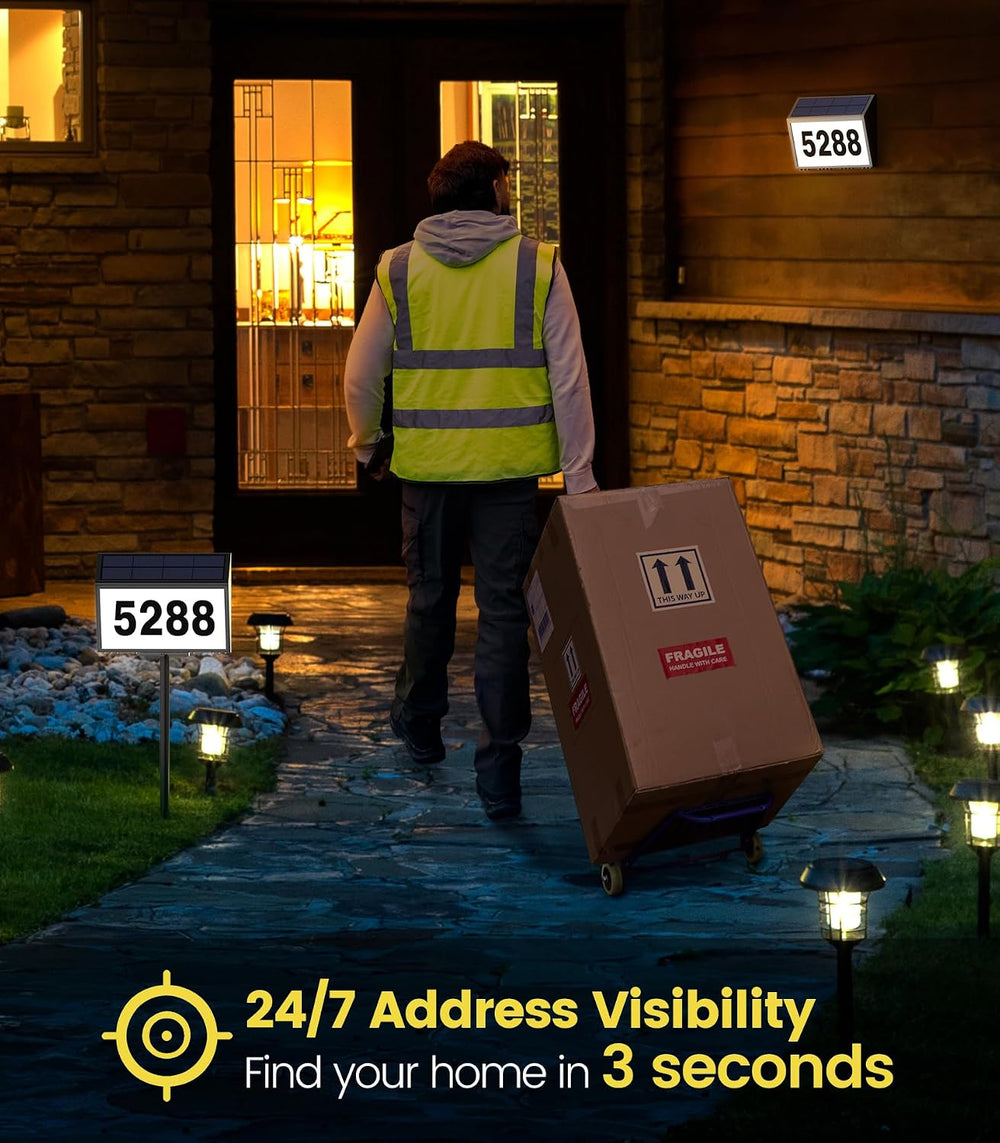 GEAGMAGC Solar House Numbers for Outside Light up, LED Illuminated Home Numbe...