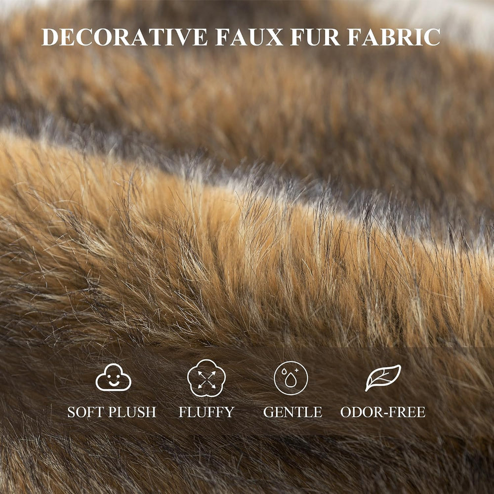 MOOX Faux Fur Pillow Covers 18x18 Inch Set of 2, Faux Raccoon Fur Textured De...