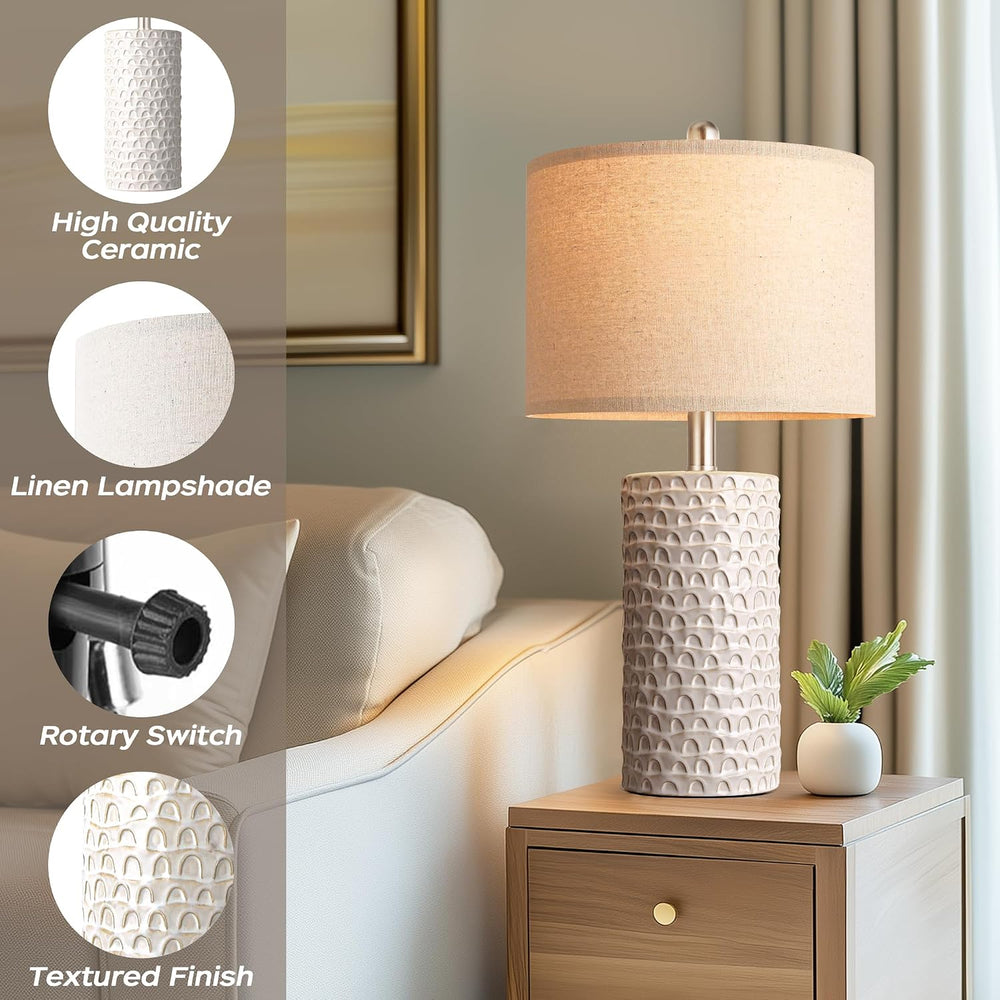 PARTPHONER 23" Modern Ceramic Table Lamp Set of 2, Table Lamps for Livin...