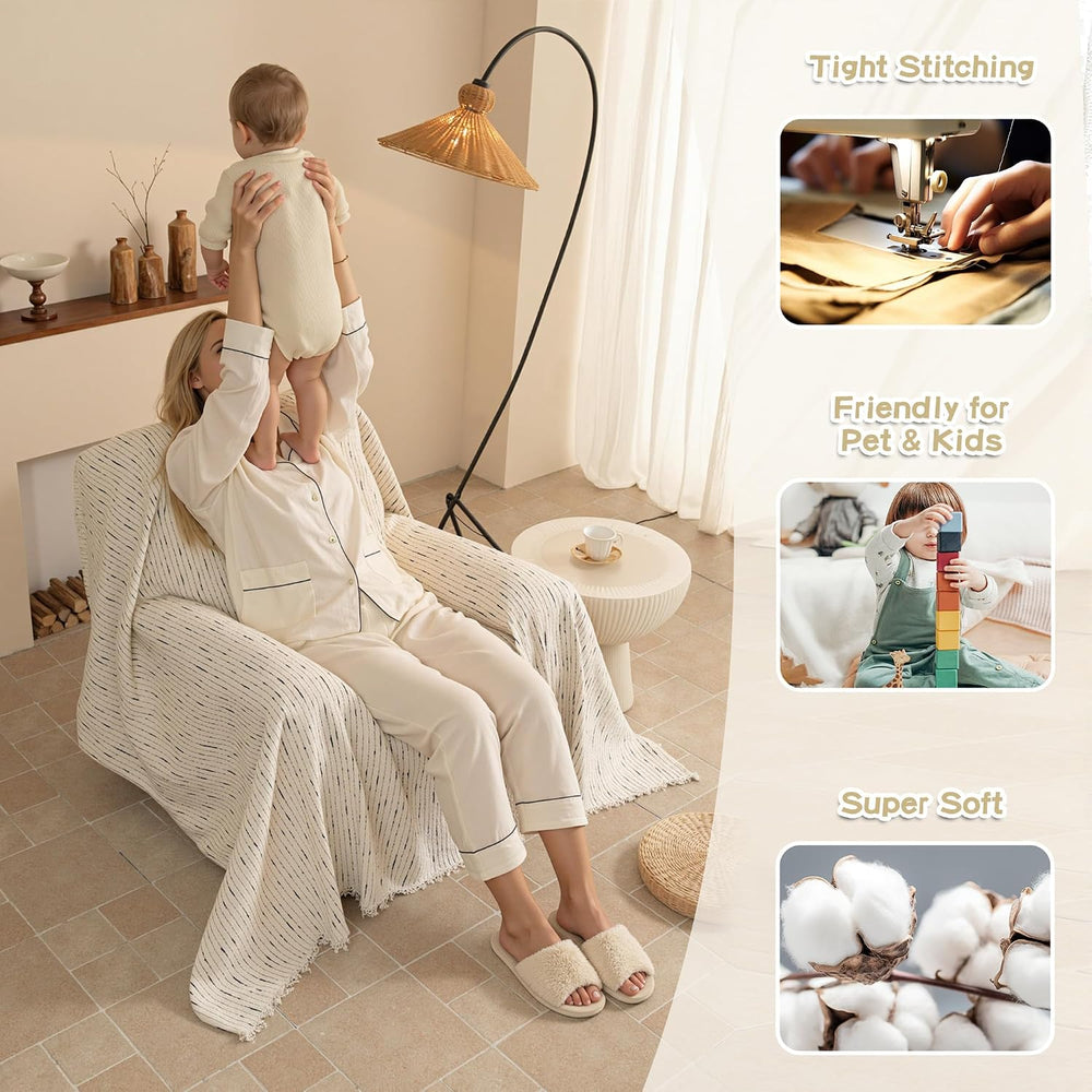 MYSKY HOME Chair Covers Armchair, Recliner Chair Cover Beige Couch Cover, Sof...