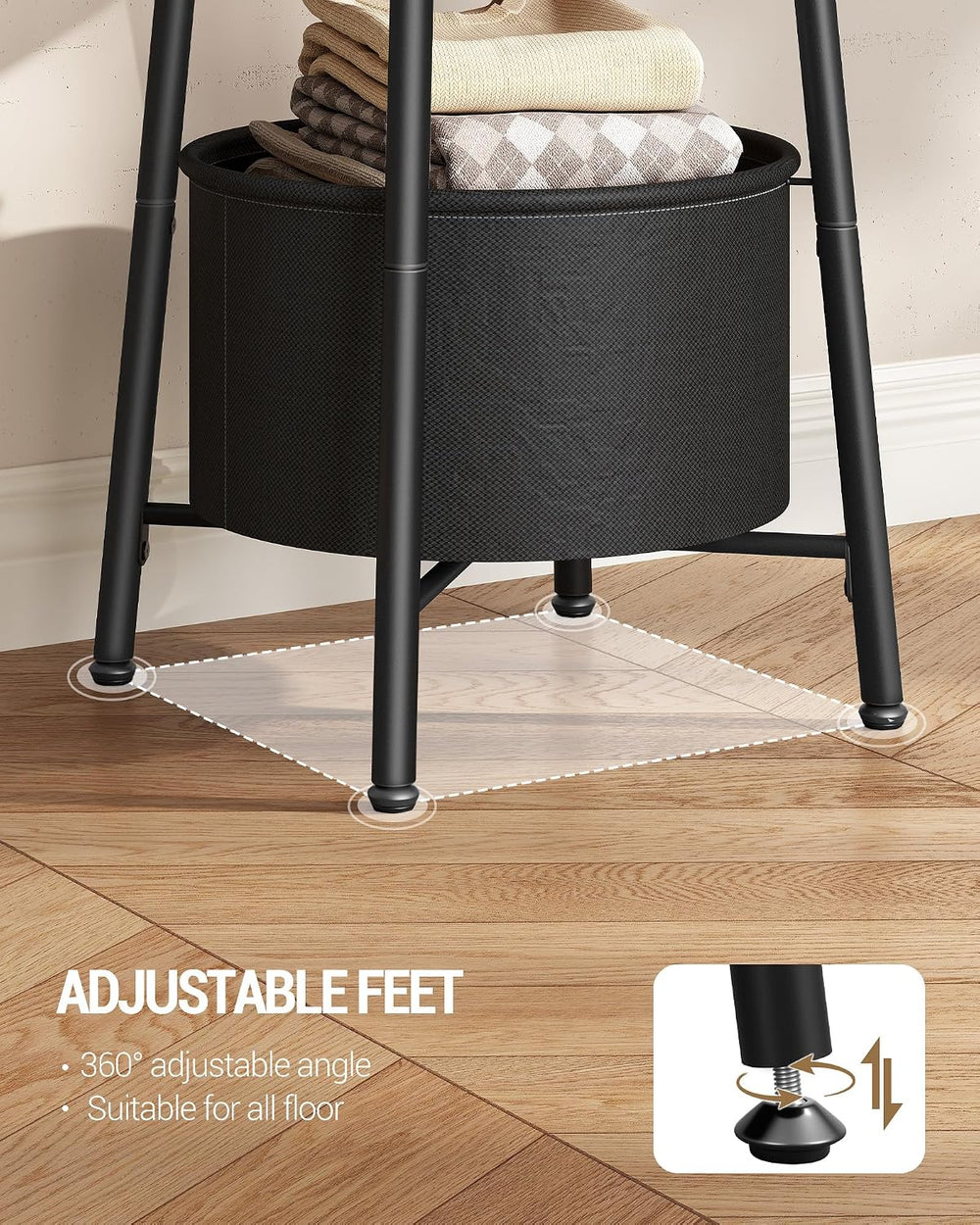 Hzuaneri Coat Rack, Free Standing Coat Stand with Large Storage Basket