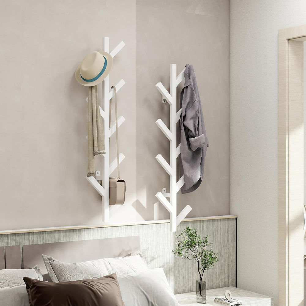 Vlush Wall-Mounted Metal Coat Rack with 9 Hooks White coat hooks