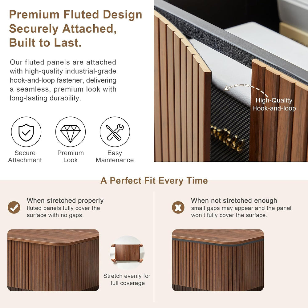 31.5" Square Coffee Table with Storage, Fluted & Floating Base (Walnut)