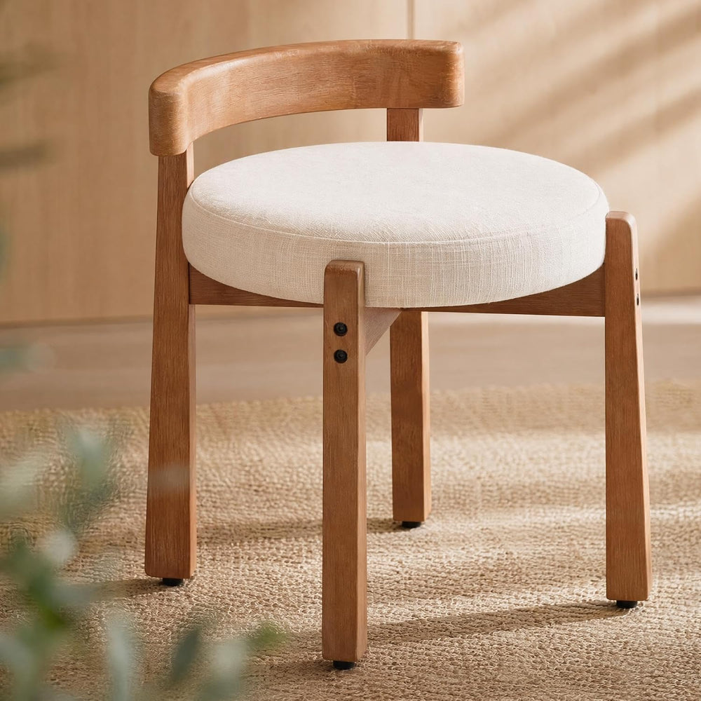 DUOMAY Multi-Use Linen Makeup Ottoman, Beige