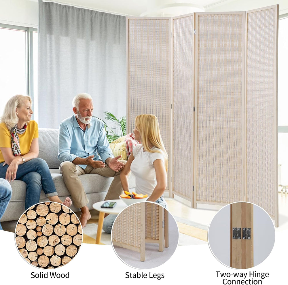 Room Divider Privacy Screen Folding 4 Panel 72 Inches High Portable Room Sepe...