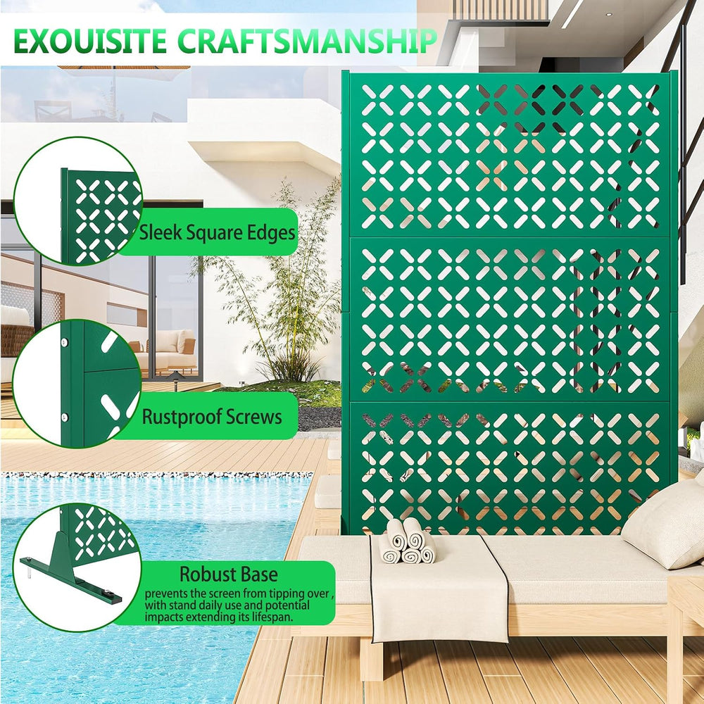 Green Metal Outdoor Privacy Screen Freestanding Privacy Screens,72" H x ...