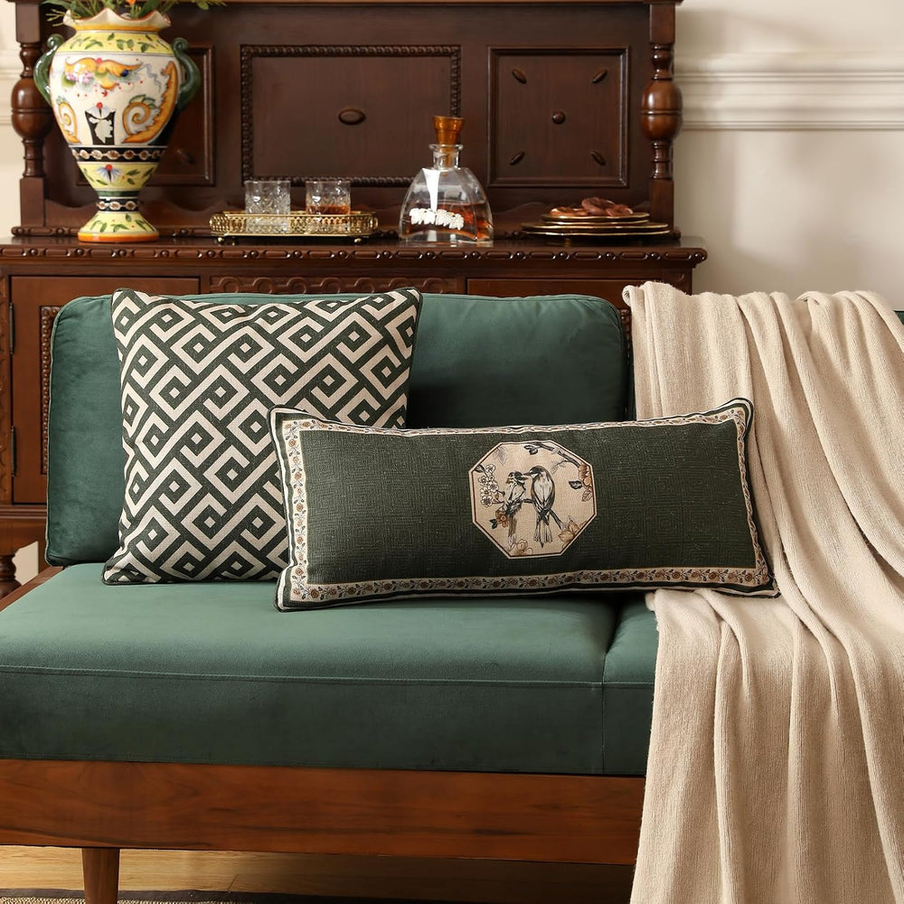 ISAENNE Vintage Rectangle Throw Pillow Cover,Set of 2,28"x12"