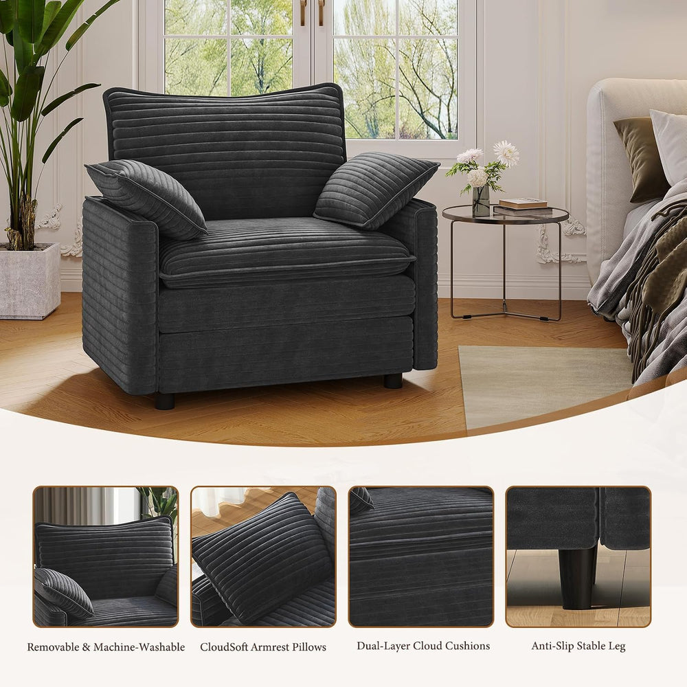 Vesgantti 40" Single Seat Sofa, Deep Seat Armchair Cloud Couch, Gray