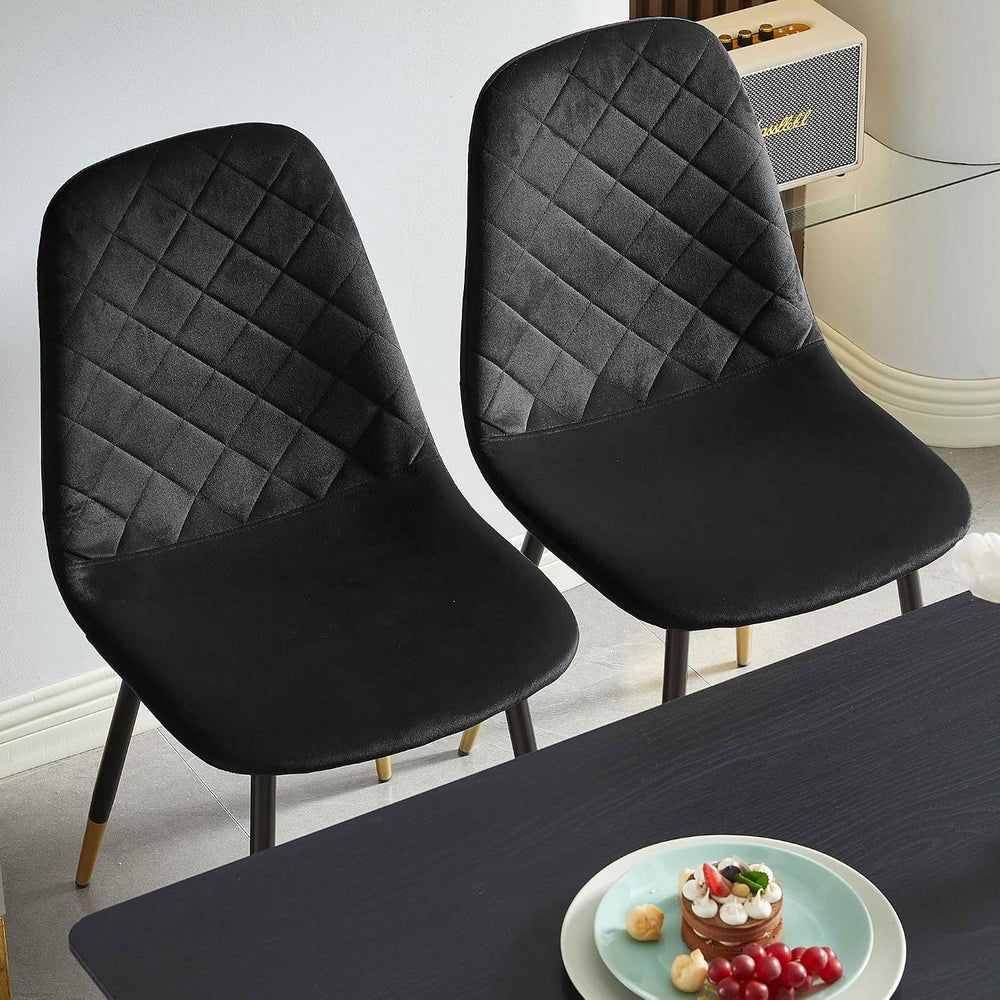 NORDICANA Velvet Dining Chairs, Black, Set of 4