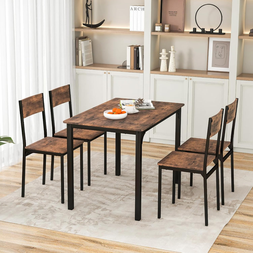 Tangkula Dining Table Set for 4, Modern Kitchen Table and Chairs Set of 4