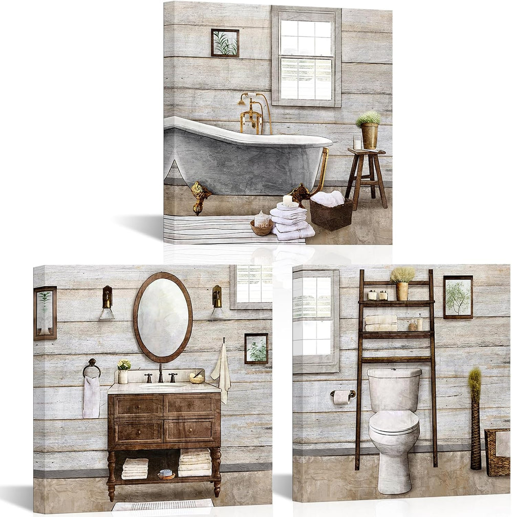 Visual Art Decor Bathroom wall Art Farmhouse Bathroom Decor Painting, Framed ...