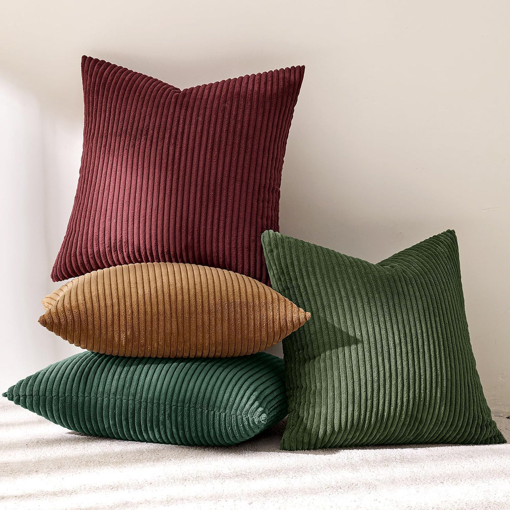 MIULEE Soft Corduroy Decorative Throw Pillow Covers Christmas Green 20x20