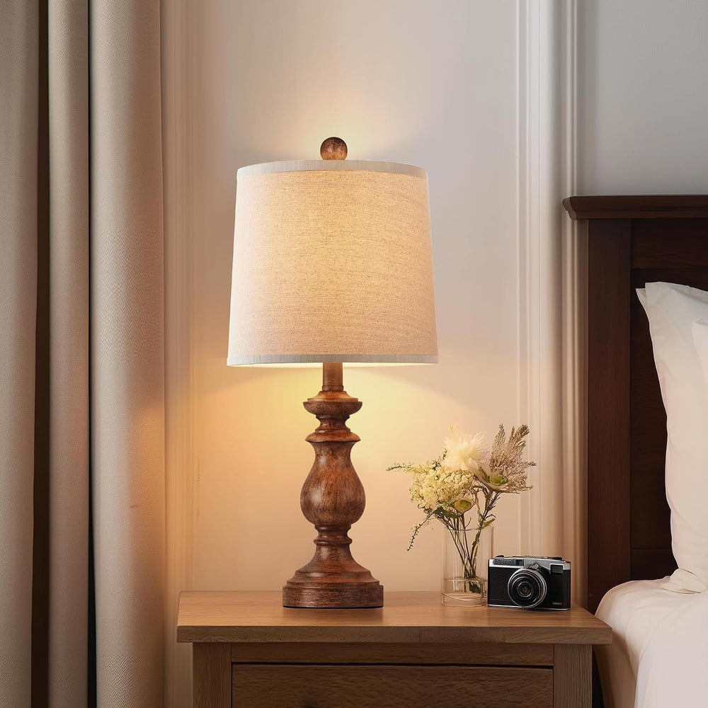 PARTPHONER Traditional Table Lamp Set of 2, Rustic Farmhouse Table Lamps for ...
