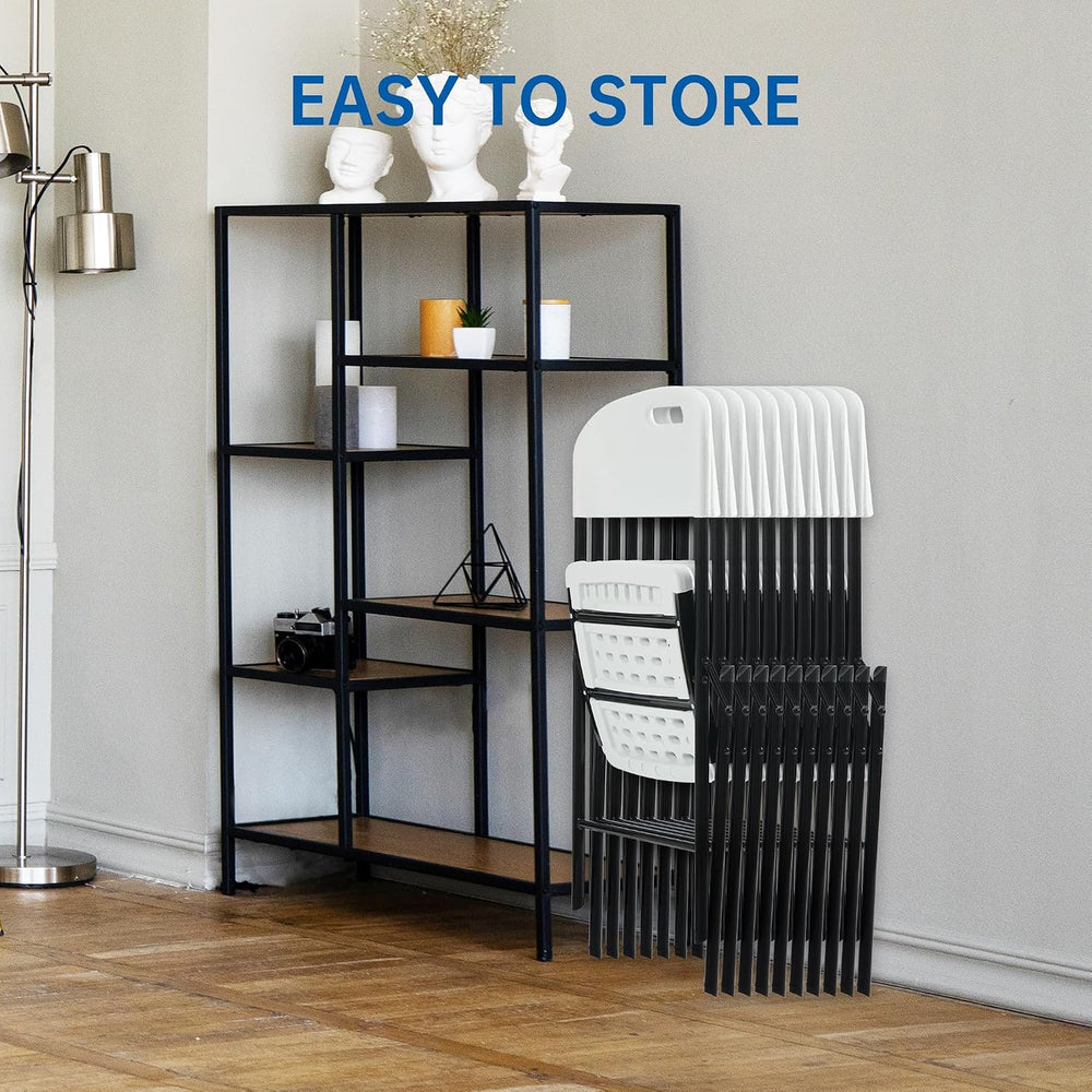 10 Pack Thicker 800 LBS White Folding Chairs, Commercial Grade Folding Chair,...