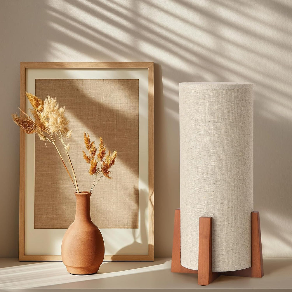 Modern Small Table Lamps, Nightstand Lamp with Linen Fabric Shade, 13.97"...