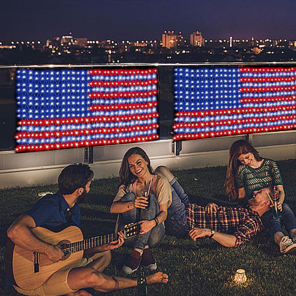 (New) American Flag Lights, Outdoor String Lights 420 LED Waterproof Led Flag...