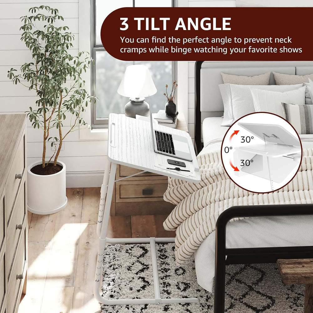 TV Trays Set of 2 - Folding TV Tray Adjustable Dinner Trays for Eating On Cou...