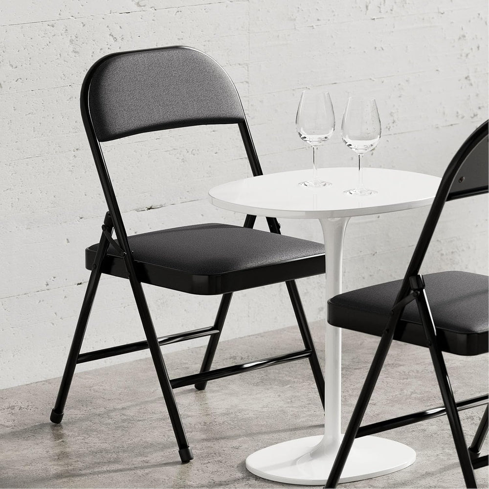 Nazhura 4 Pack Folding Chairs, Fabric Dining Chair Set with Padded Cushion an...