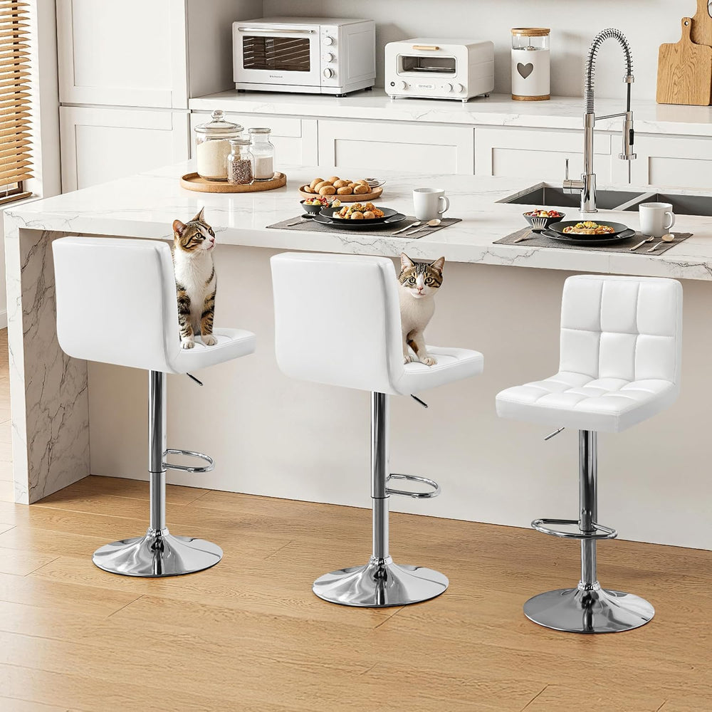 Yaheetech Bar Stools Set of 3 Adjustable Counter Height Barstools White