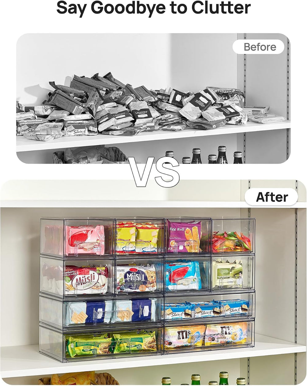 Vtopmart Stackable Storage Drawers Set of 6, Plastic Organizer Bins