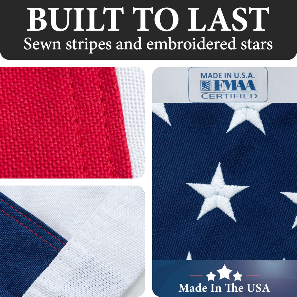 American Flags for Outside 5x8-100% MADE IN THE USA -Indestructible Durable O...
